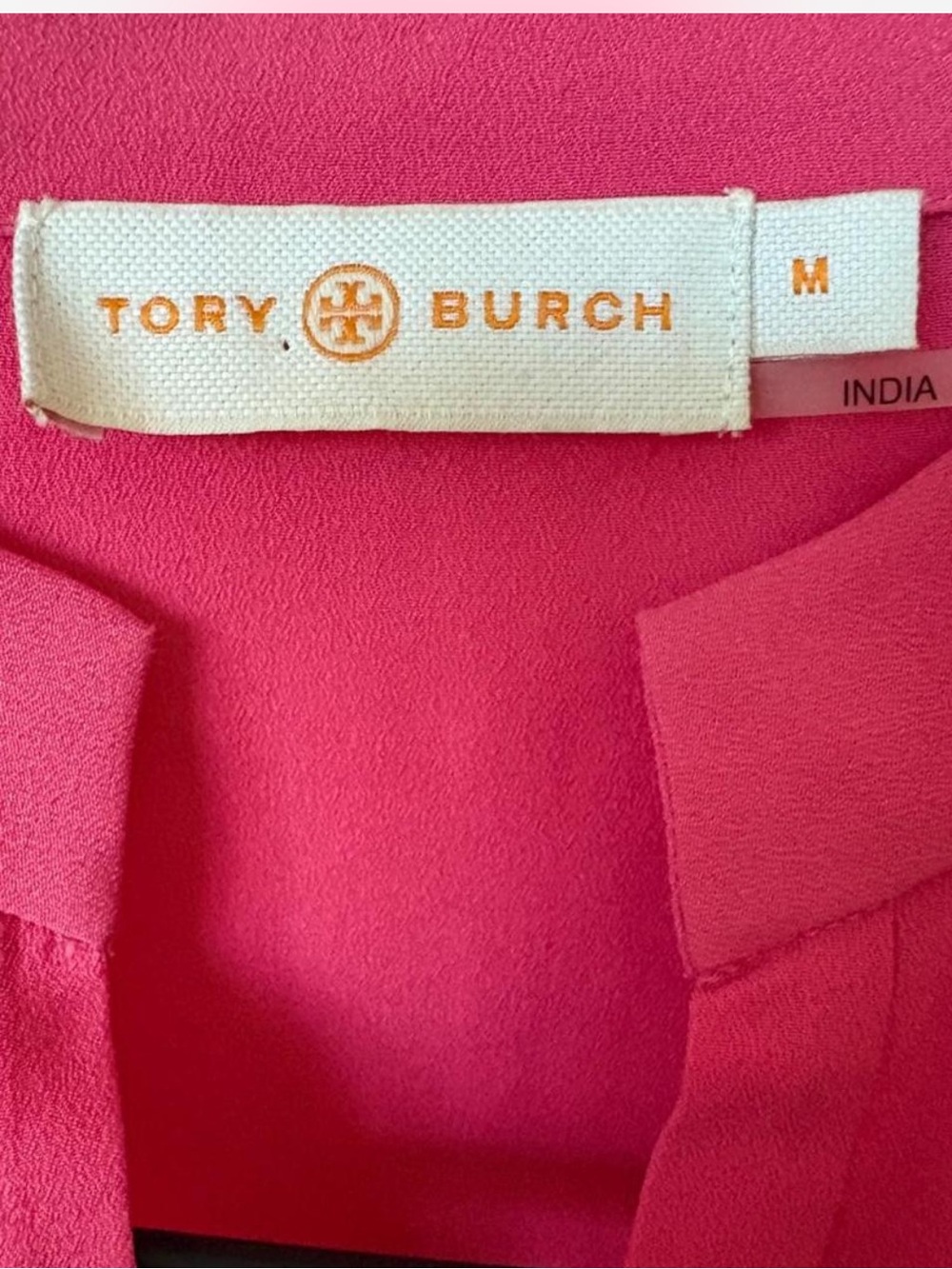 Tory Burch Bright Pink Long Sleeve V-Notch Dress - Picture 3 of 4